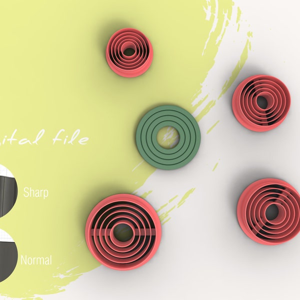 Circle with Lines Polymer Clay Cutter | Geometric | Digital STL File | 4 Sizes | 2 Cutter Versions