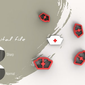 Nurse Hat Polymer Clay Cutters | STL Digital File | 5 sizes | 2 Cutter Versions