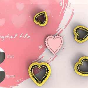 Gedrehtes Herz mit Line Valentone Polymer Clay Cutters | Digitale STL Datei | 4 Größen | 2 Ausstecher Fassungen