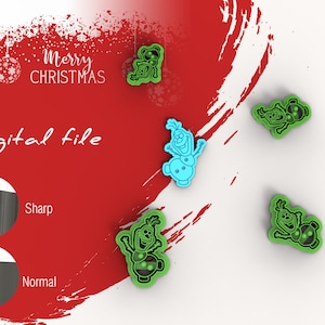 May include: Digital file for a cookie cutter in the shape of Olaf from the movie Frozen. The cutter is shown in blue and green. The image also includes the text "Merry Christmas" and "Digital file".