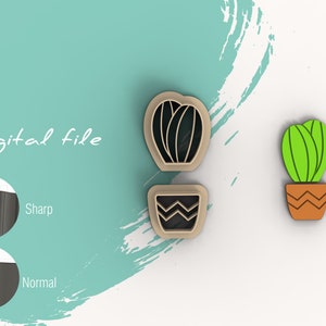Cactus and Pot 2 Polymer Clay Cutter | STL Digital File | 5 sizes | 2 Cutter Versions