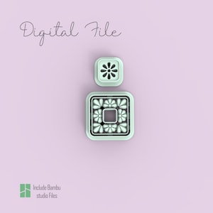 Cortadores de arcilla polimérica con diseño floral de mosaico primaveral / Archivo digital STL / 4 tamaños