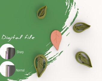 Green Leaf Clay Cutter | Digital STL File | 4 Sizes | 2 Cutter Versions