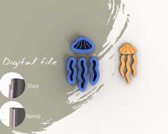 Jellyfish Summer Polymer Clay Cutter | Digital STL File | 4 Sizes  | 2 Cutter Versions