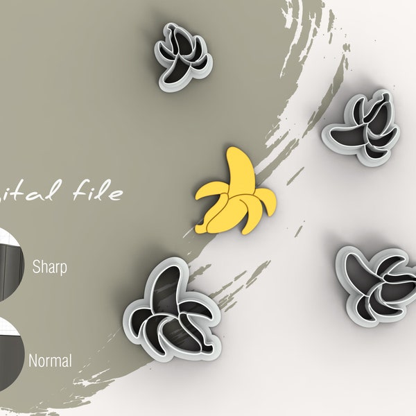 Banana 2 Polymer Clay Cutters | Digital STL File | 5 Sizes  | 2 Cutter Versions