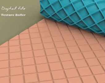 Waffle / Rodillo de textura sin costura de arcilla polimérica / Archivo STL digital