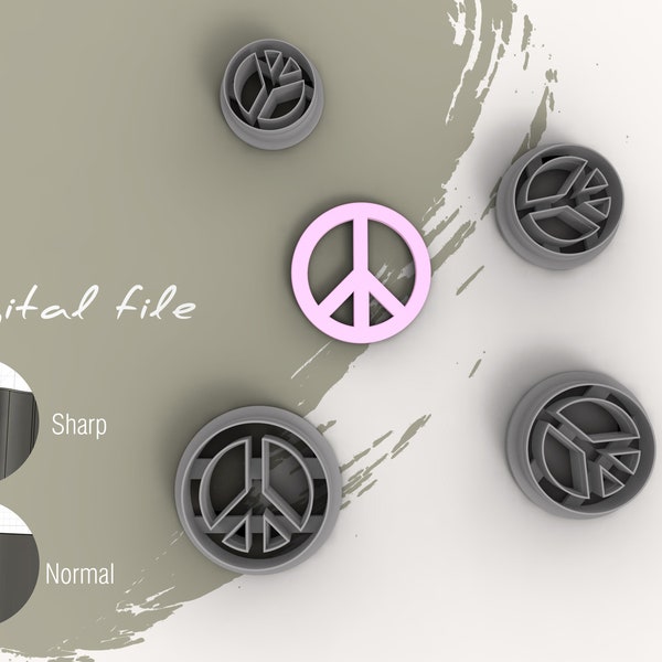 Peace Symbol Polymer Clay Cutter | Digital STL File | 4 Sizes  | 2 Cutter Versions