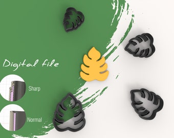 Monstera Leaf Clay Cutter | Digital STL File | 4 Sizes | 2 Cutter Versions