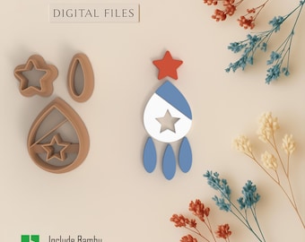 Dangle 4th of July Polymer Clay Cutters | Digital STL File | 4 Sizes