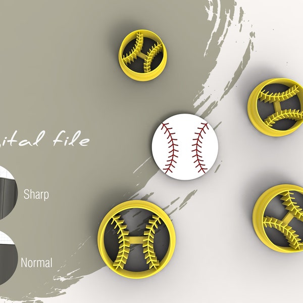 Baseball Ball Sports Polymer Clay Cutters | Digital STL File | 6 Sizes | 2 Cutter Versions