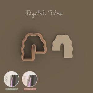 May include: A light brown cookie cutter with a wavy, arch-like shape and a matching solid cutout piece. The text Digital Files is displayed above. Two circular diagrams at the bottom illustrate a Taper Lip and a Step Lip edge profile.