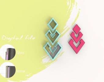 Geometric Rhombus Combo Polymer Clay Cutter | Digital STL File | 4 Sizes | 2 Cutter Versions