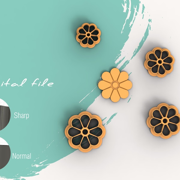 Flower 59 Spring Polymer Clay Cutter | Digital STL File | 4 Sizes  | 2 Cutter Versions