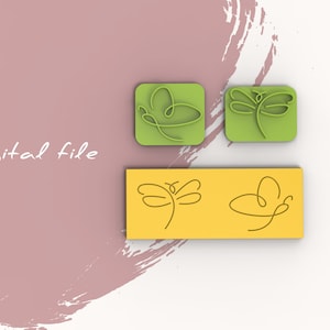 May include: Four digital files for crafting, featuring line art designs of butterflies and dragonflies. The designs are in green and yellow on a white background.