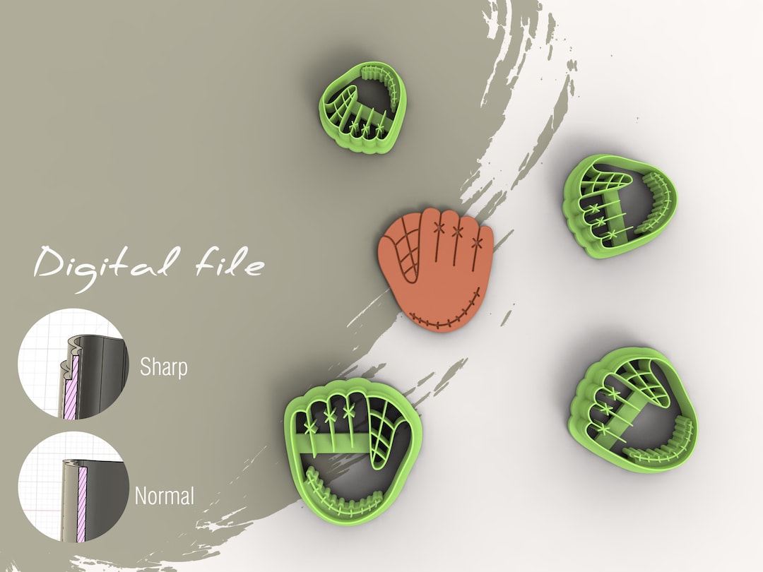 Baseball Glove Sports Polymer Clay Cutters Digital STL File 6 Sizes 2