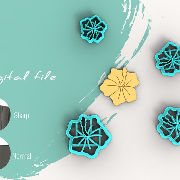 Hibiscus Hawaii Flower Polymer Clay Cutters | Digital STL File | 5 Sizes  | 2 Cutter Versions