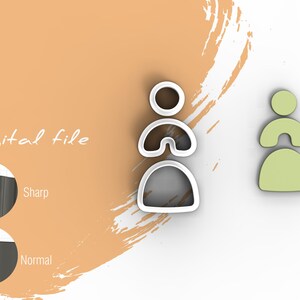 Puede incluir: Un archivo digital para un cortador de galletas con forma de persona. El cortador es blanco y se muestra junto a una versión verde del cortador.