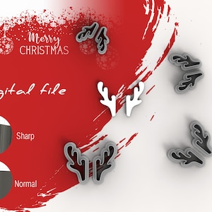 Antlers Christmas Polymer Clay Cutter | Digital STL File | 4 Sizes | 2 Cutter Versions