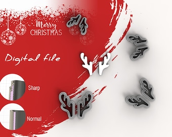 Antlers Christmas Polymer Clay Cutter | Digital STL File | 4 Sizes | 2 Cutter Versions