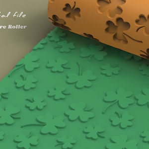 Clover 2 St Patricks Day | Polymer Clay Texture Roller | Digital STL File | 2 pattern sizes