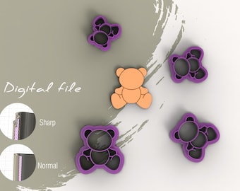 Teddy Bear Polymer Clay Cutter | Digital STL File | 4 Sizes  | 2 Cutter Versions