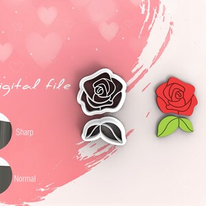 May include: Digital file for a rose cookie cutter. The image shows two roses, one black and one red, with leaves. The text "Digital file" is visible in the image.