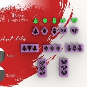 Christmas Stud Pack Polymer Clay Cutters | Digital STL File  | 2 Cutter Versions | 5 Designs