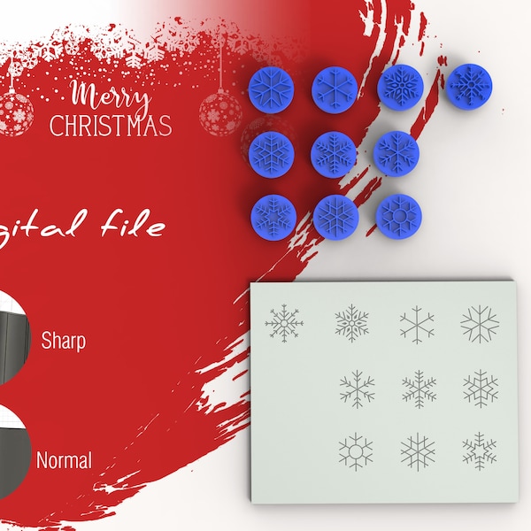 Christmas Snowflake Stamps Polymer Clay Stamps | Digital STL File | 2 Sizes | 10 Designs