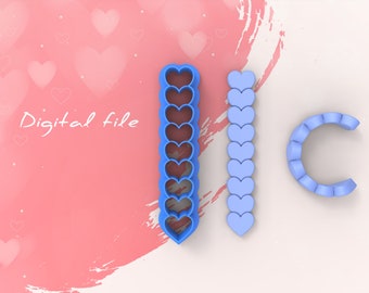 Valentine Hoop with Hearts Polymer Clay Cutter | Digital STL File | 4 Sizes | 2 Cutter Versio