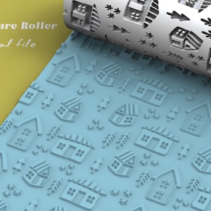 Handrawn houses | Christmas Seamless Texture Roller |  Digital STL File