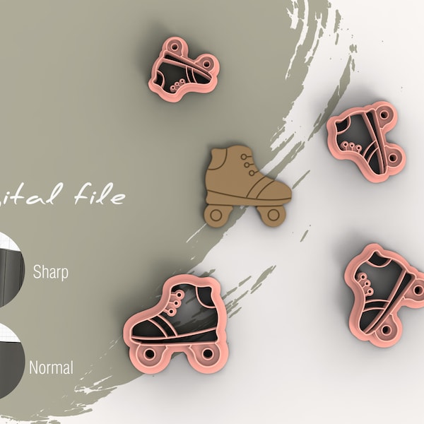 Skate Roller Retro Polymer Clay Cutters | Digital STL File | 5 Sizes  | 2 Cutter Versions