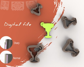 Cinco De Mayo Margarita Polymer Clay Cutter | Plik cyfrowy STL | 4 rozmiary | 2 wersje noży