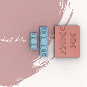 Moon Phases Polymer Clay Stamp | Digital STL File | 4 Sizes  | 2 Designs