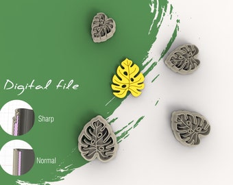 Monstera Leaf Clay Cutter | 4 Sizes, 2 Versions (Digital STL File)