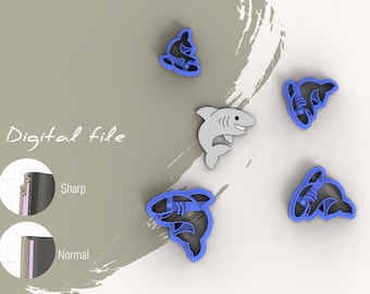Shark 1 Polymer Clay Cutter | Digital STL File | 4 Sizes  | 2 Cutter Versions