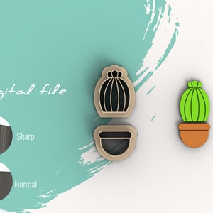 Cactus and Pot 1 Polymer Clay Cutter | STL Digital File | 5 sizes | 2 Cutter Versions