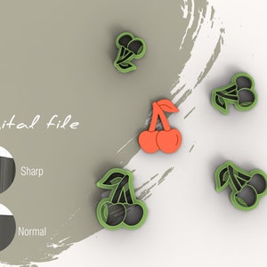 Cherries  Polymer Clay Cutter | Digital STL File | 4 Sizes  | 2 Cutter Versions