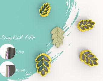 Embossed Leaf Clay Cutter | Digital STL File | 4 Sizes | 2 Cutter Versions