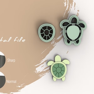 Turtle 4 Summer Polymer Clay Cutters | Digital STL-fil | 5 storlekar | 2 versioner av cutters