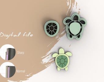 Turtle 4 Summer Polymer Clay Cutters | Digital STL File | 5 Sizes  | 2 Cutter Versions