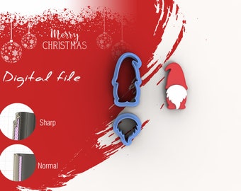 Christmas Gnome 4 Polymer Clay Cutter | Digital STL File | 5 Sizes | 2 Cutter Versions