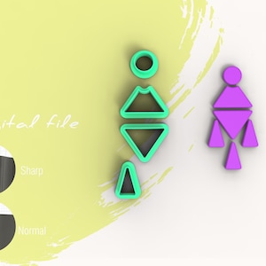 Puede incluir: Descarga de archivo digital de dos formas geométricas, una en verde azulado y otra en morado. La forma verde azulada está compuesta por un círculo, dos triángulos y un triángulo más pequeño. La forma morada está compuesta por un círculo y cuatro triángulos.