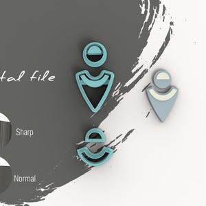 Puede incluir: Archivo digital de un diseño geométrico azul y blanco. El diseño está formado por tres formas: un círculo, una media luna y un triángulo. El diseño se muestra en dos estilos diferentes: nítido y normal. El texto "Archivo digital" se muestra en la esquina superior izquierda de la imagen.