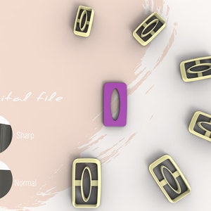 Rectangle with Hole Polymer Clay Cutter | Digital STL File | 6 Sizes | 2 Cutter Versions