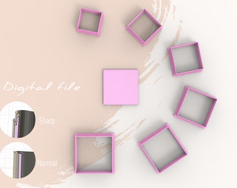 Square Polymer Clay Cutter | Digital STL File | 7 Sizes | 2 Cutter Versions