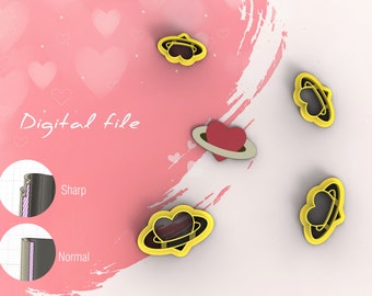 Love Planet Valentine Polymer Clay Cutters | Digital STL File | 5 Sizes  | 2 Cutter Versions