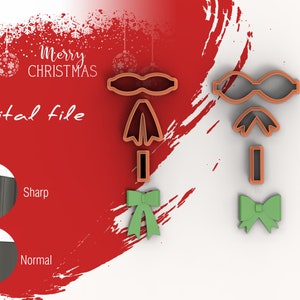Bow Template Christmas Polymer Clay Cutters | Digital STL File | 5 Sizes  | 2 Cutter Versions