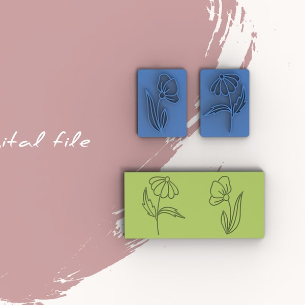 Flower 2 Polymer Clay Stamp | Digital STL File | 3 Sizes  | 2 Designs