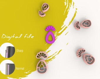 Scallop Two Part Flower Polymer Clay Cutter | Digital STL File | 4 Sizes  | 2 Cutter Versions