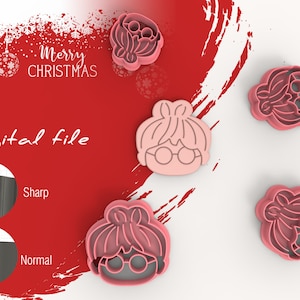Christmas Grandma Polymer Clay Cutter | Digital STL File | 6 Sizes | 2 Cutter Versions